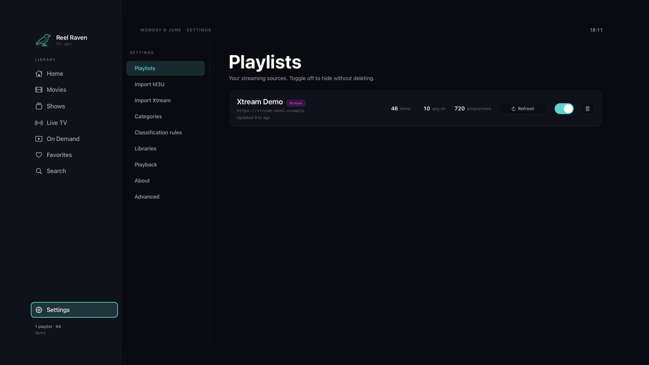 Playlists settings