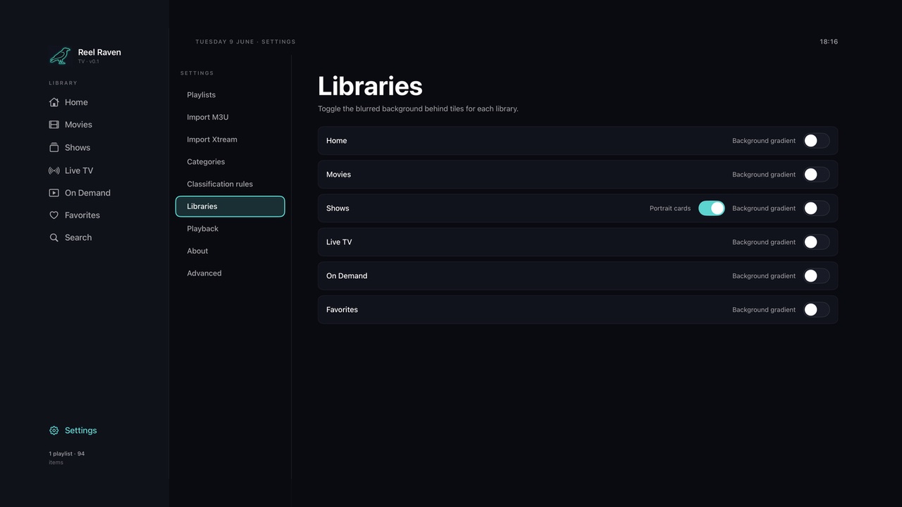 Settings — Libraries
